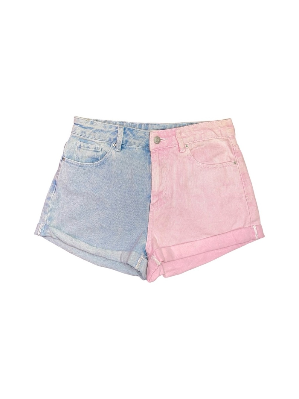 PacSun Split Denim Mom Shorts Blue Pink High Rise Women’s 27